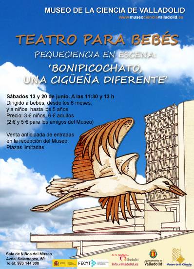 Cartel teatro para bebés 'Bonipicochato: una cigüeña diferente'