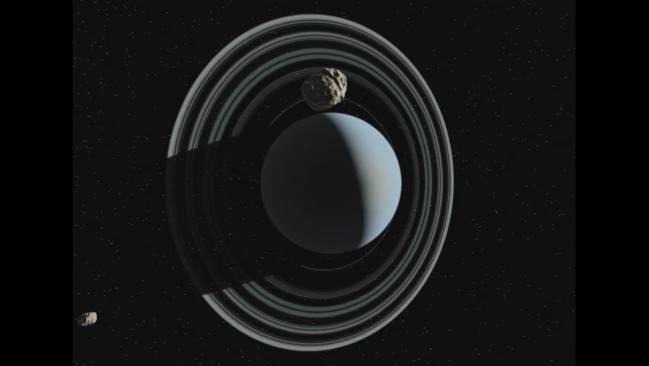 Representación artística del asteroide Crantor cerca de Urano. / SINC