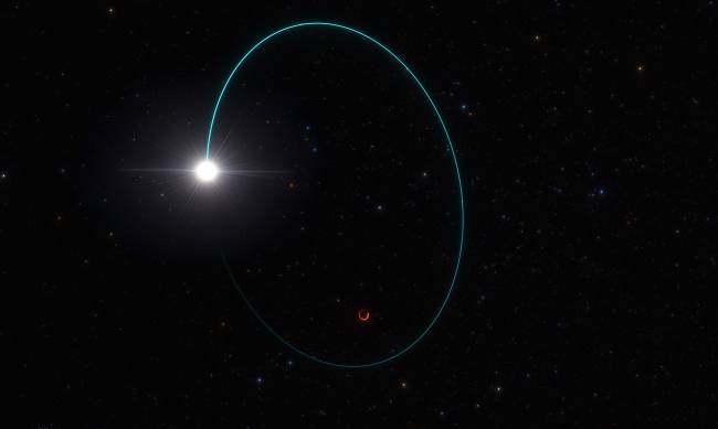 Representación artística del sistema con el agujero negro estelar más masivo de nuestra galaxia