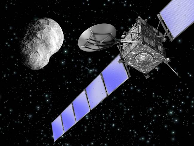 Simulación gráfica de la aproximación de Rosetta al asteroide. / ESA