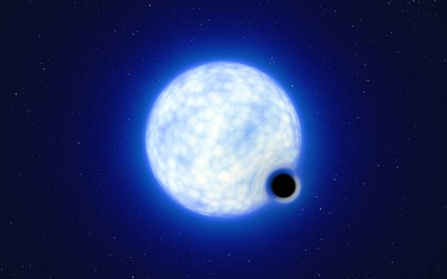 Sistema binario VFTS 243 con agujero negro y estrella azul