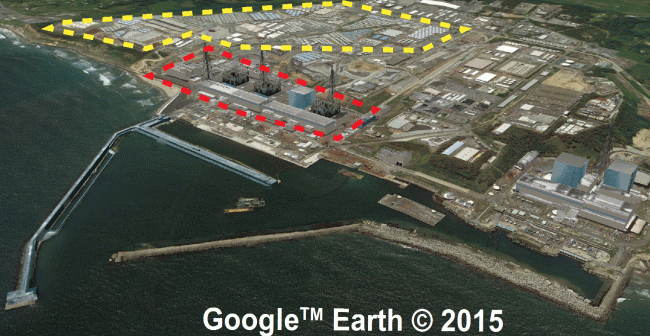 Imagen de Fukushima mediante Google Earth