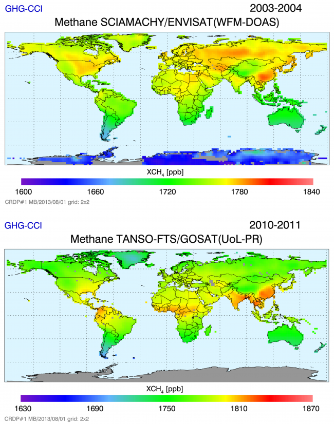 Distribución global de metano