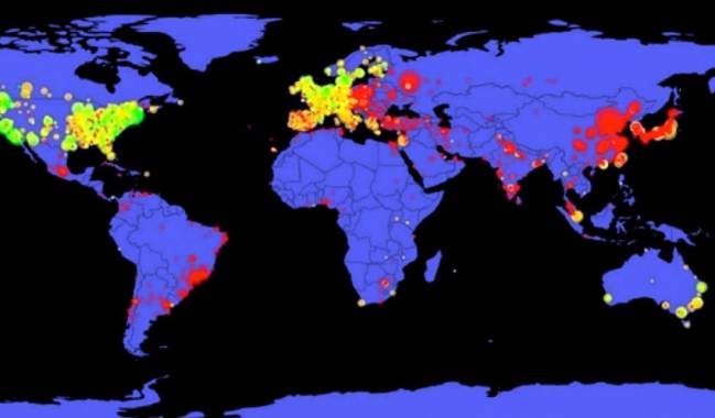 El ‘mapa de la investigación’ mundial elaborado por los autores (UGRdivulga) 