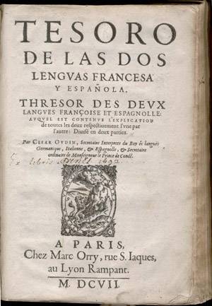 Tesoro de las dos lenguas francesa y española-Oudin