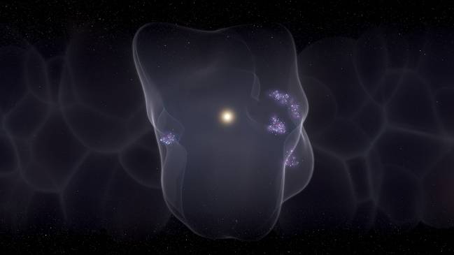 Ilustración de la Burbuja Local con la formación de estrellas en su superficie