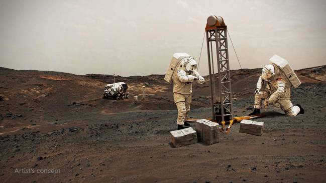 recreación de astronautas en Marte