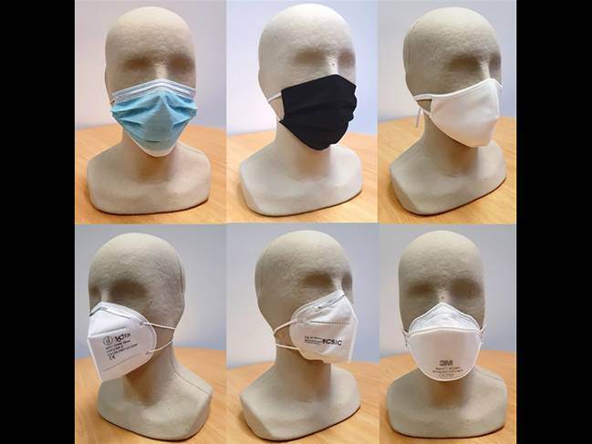 El estudio analiza mascarillas quirúrgicas, de tela, FFP2, KN95 y FFP3.