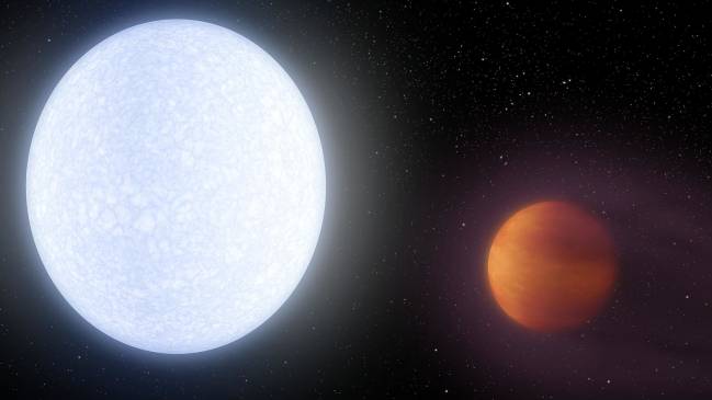 Recreación artística del exoplaneta KELT-9b y su estrella