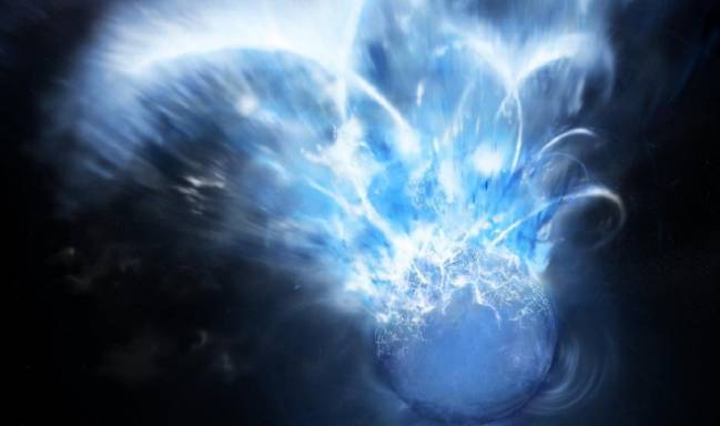 Recreación artística de la erupción de un magnetar