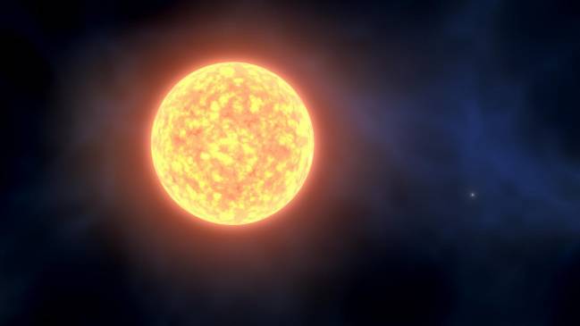 Recreación artística de la estrella binaria SMSS1605-1443