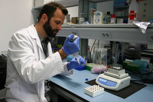 El investigador de la Universidad de Sevilla José F. Ruiz en los laboratorios de CITIUS Celestino Mutis
