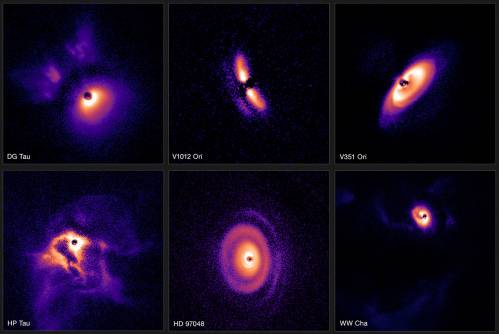 Ejemplos de discos de formación planetaria alrededor de jóvenes estrellas 