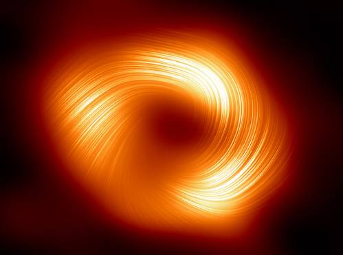 Vista polarizada del agujero negro supermasivo Sagitario A* del centro de la Vía Láctea