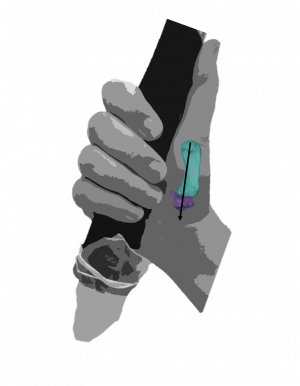 Una mano humana moderna que demuestra su poder de agarre 'apretando', probablemente utilizado por los neandertales para agarrar artefactos de gran tamaño. / Ameline Bardo